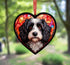 Cavapoo Black & White Stained Glass Effect Heart Suncatcher